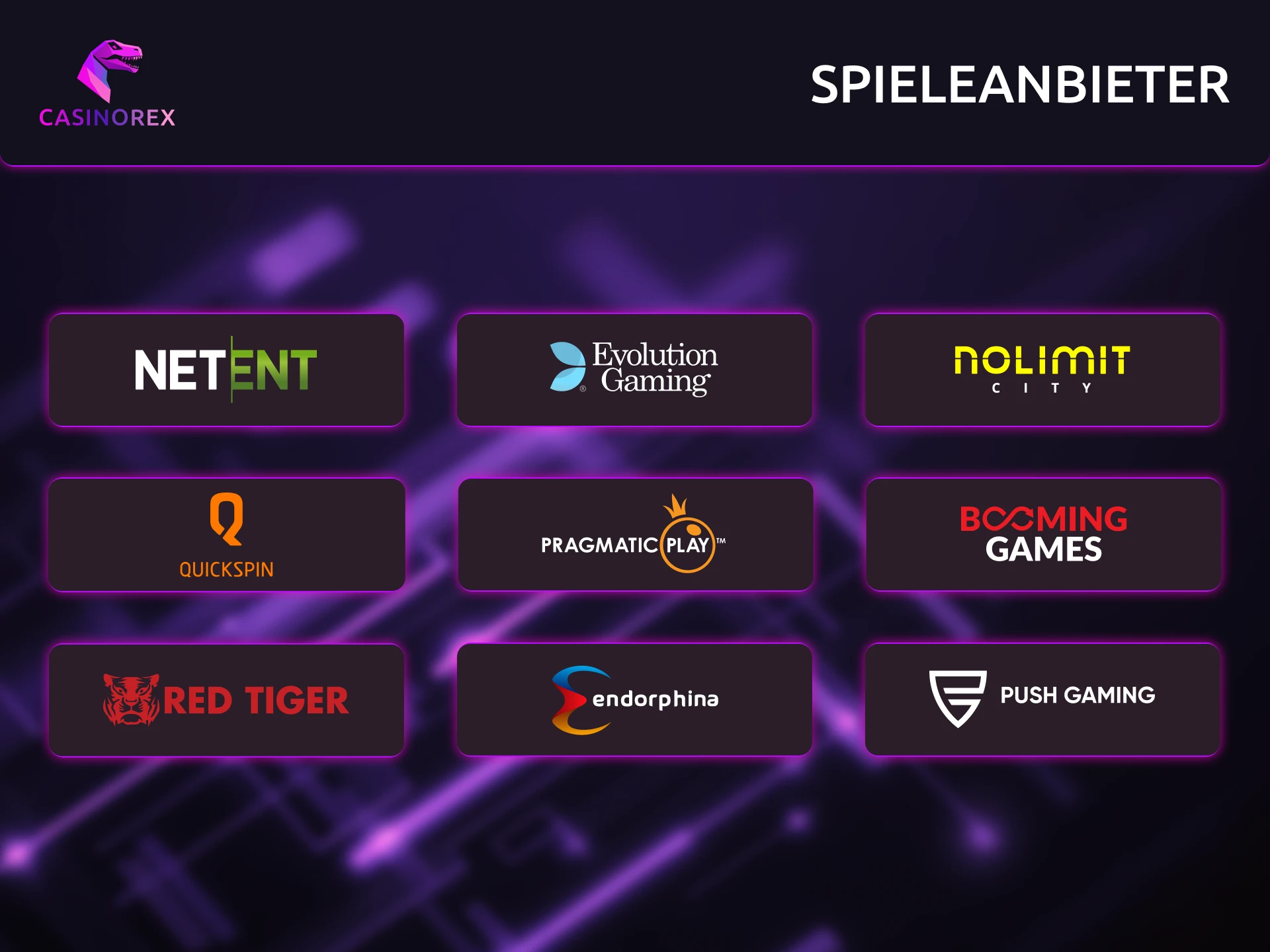 CasinoRex: Spiele von Top Anbietern weltweit.