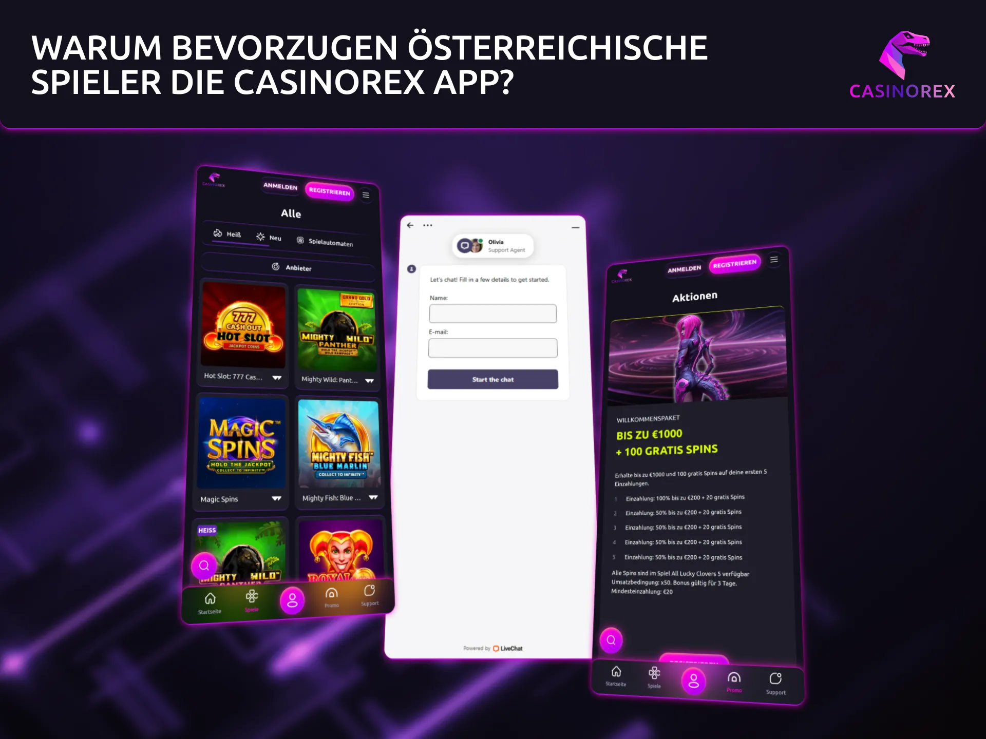 Österreichische Spieler wählen die CasinoRex App wegen einfacher Bedienung.