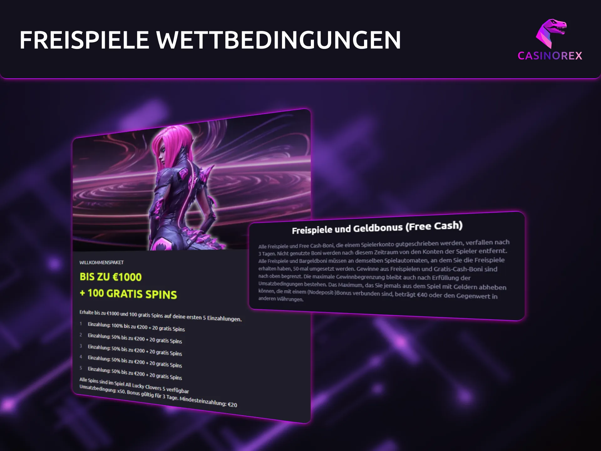 Die CasinoRex Umsatzbedingungen für Freispiele sind leicht zu verstehen.