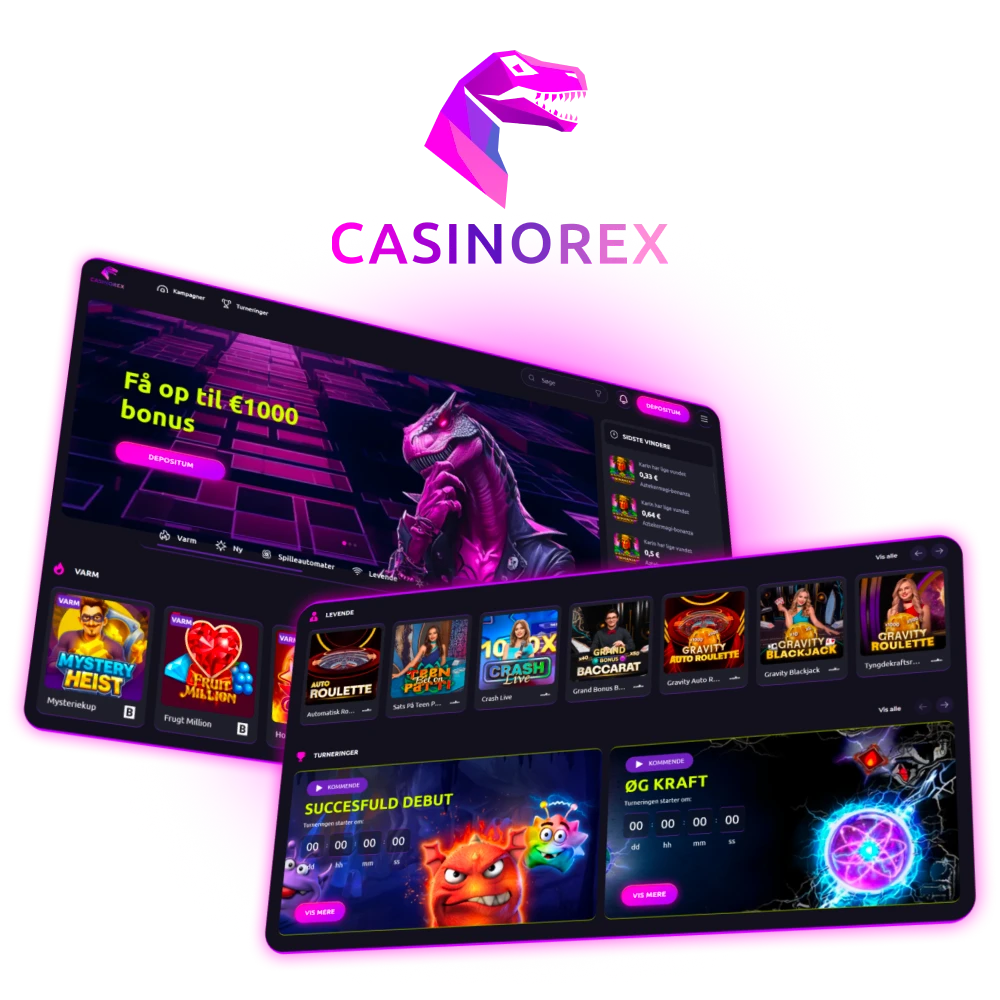 Spil sikkert på CasinoRex og nyd stort spiludvalg live dealere og attraktive velkomstbonusser.