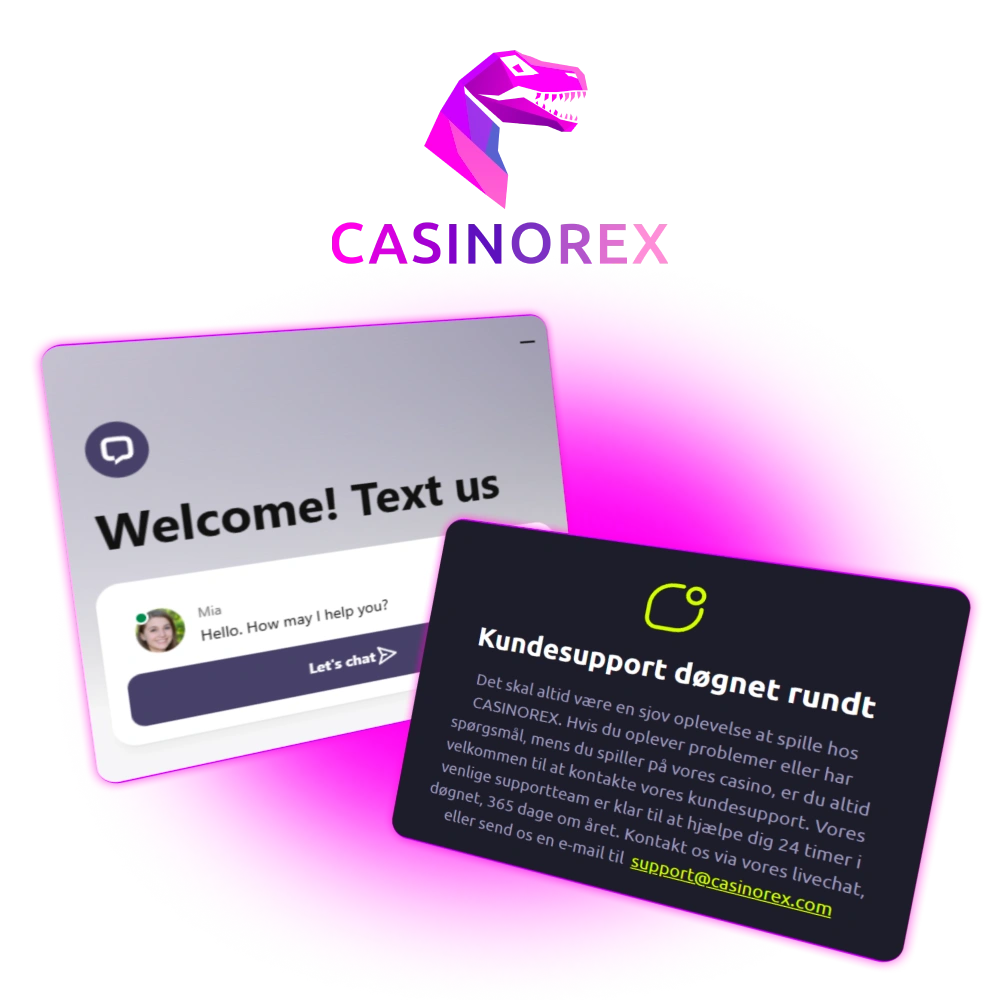 Få professionel support hos CasinoRex når som helst og løs dine problemer hurtigt.