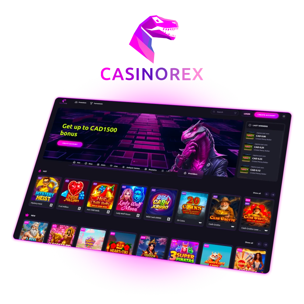 Join CasinoRex Canada today and access slots table games and live dealers while benefiting from flexible payment methods and generous deposit rewards.