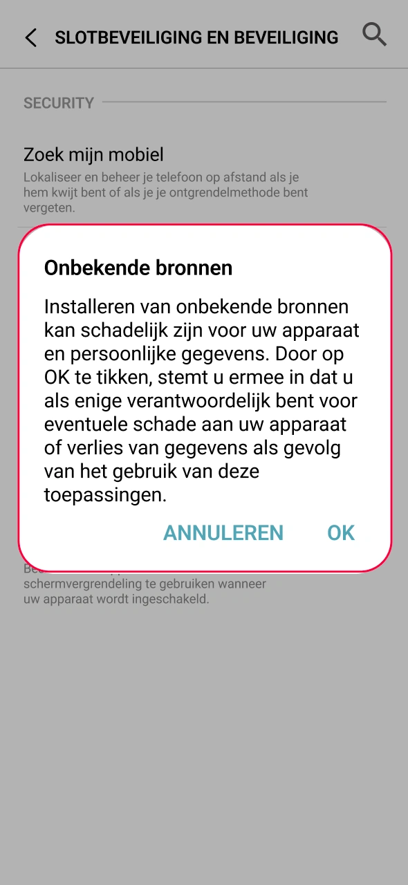 Schakel onbekende bronnen in om CasinoRex te installeren en geniet van volledige toegang tot de app.