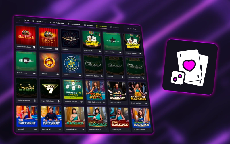 Ontdek tafelspellen bij CasinoRex en geniet van een ruime selectie met klassieke favorieten.