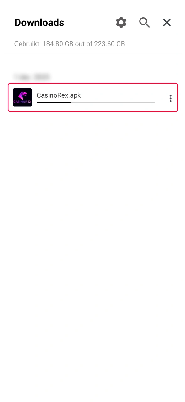 Wacht op voltooiing bij CasinoRex en start direct met mobiel spelen zodra de download klaar is.