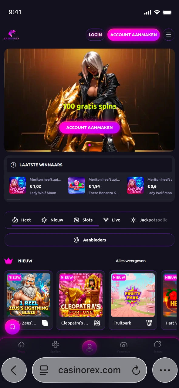 Bezoek de mobiele pagina van CasinoRex en download de iOS app voor veilig spelen.