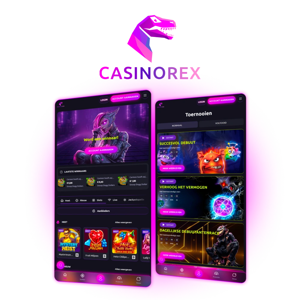 Begin mobiel bij CasinoRex en ontvang extra speeltegoed terwijl u geniet van optimale gebruiksvriendelijkheid.