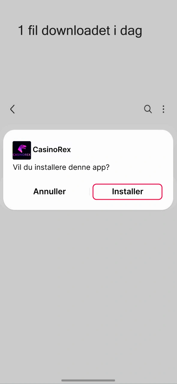Tryk på APK-filen og fuldfør installationen af CasinoRex på få øjeblikke.