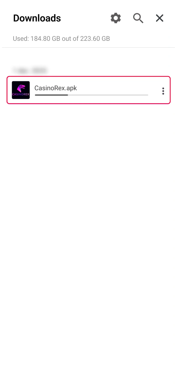 Wait for the file to finish downloading and get ready to launch CasinoRex for seamless mobile gameplay and rewarding bonuses.