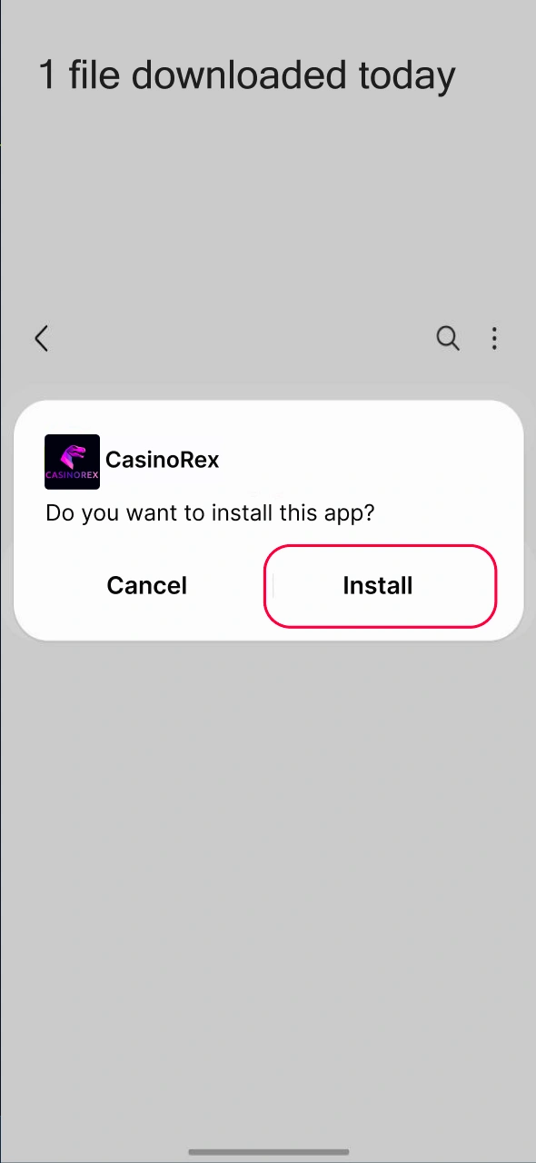 Locate the downloaded file and install the CasinoRex APK to unlock full mobile access with smooth gameplay and exciting bonuses.