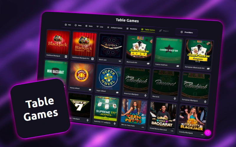 Discover the table games section at CasinoRex and enjoy strategic casino classics along with exciting instant win lotteries for added thrills.