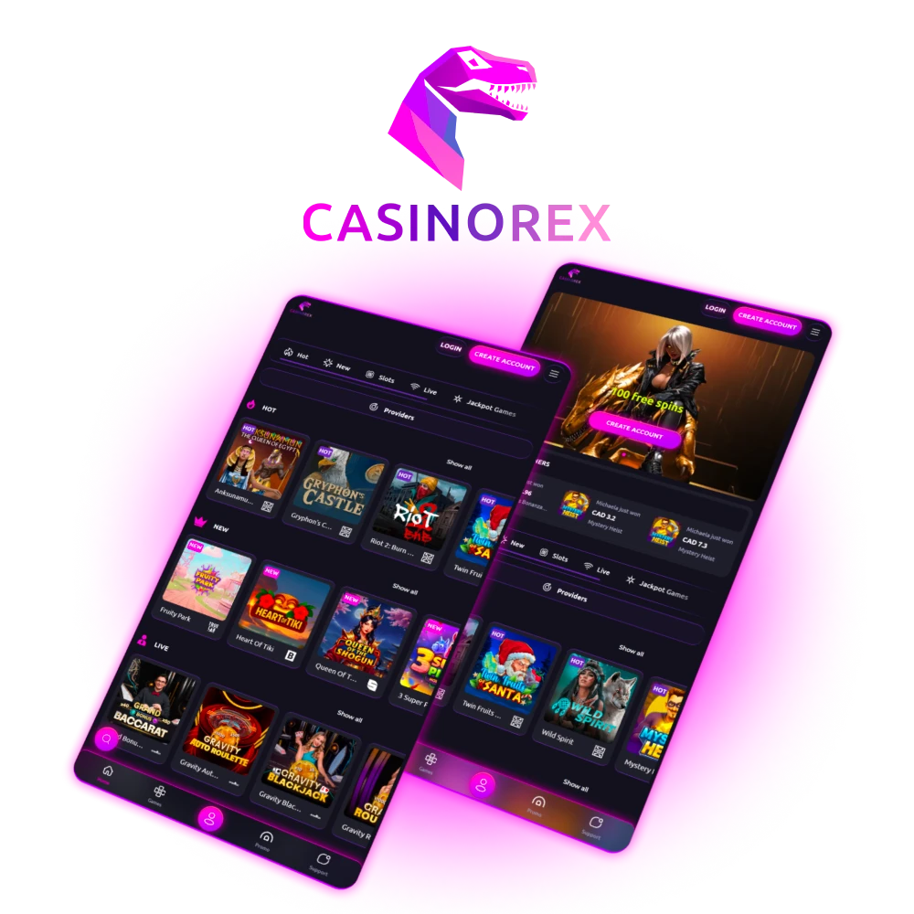 Download the CasinoRex app for Android and iOS today and enjoy full access to slots Live Casino bonuses and payments with secure mobile performance anywhere you go.