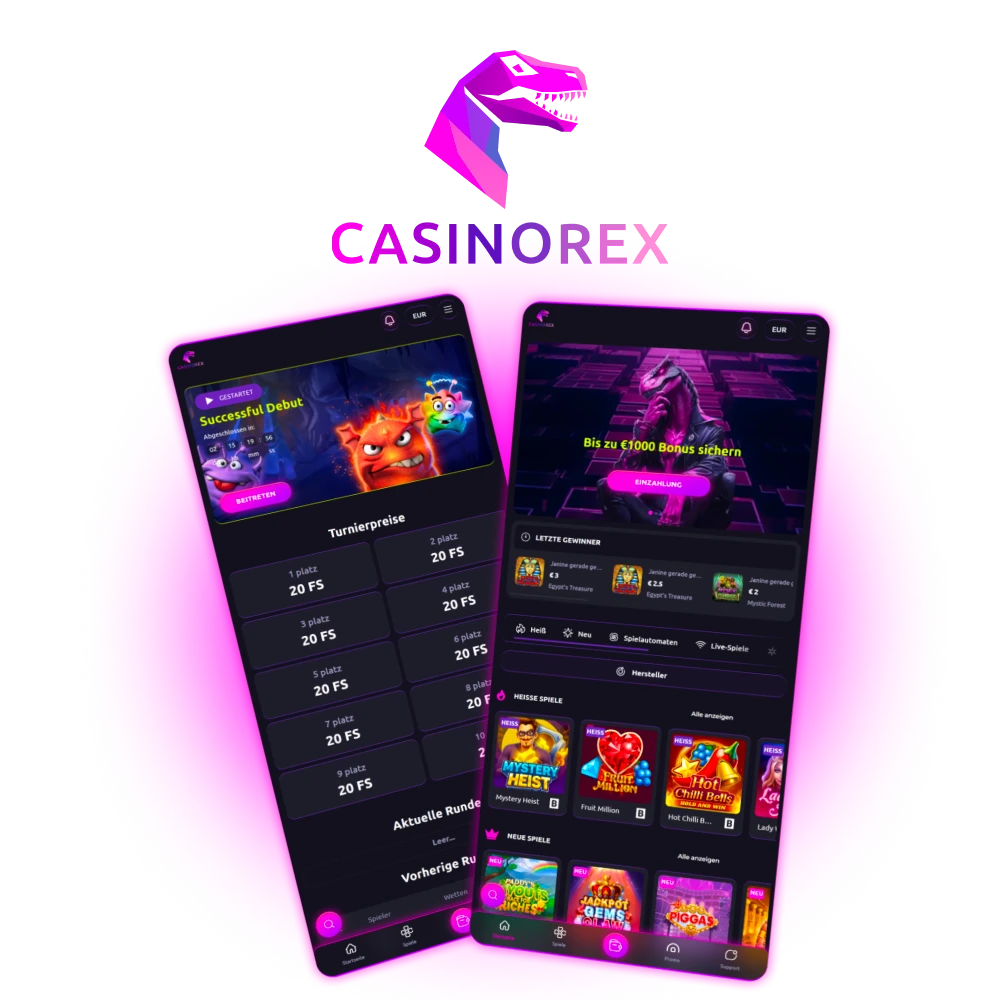 Laden Sie jetzt die CasinoRex App herunter und genießen Sie mobiles Spielen mit maximalem Komfort und exklusiven Boni.