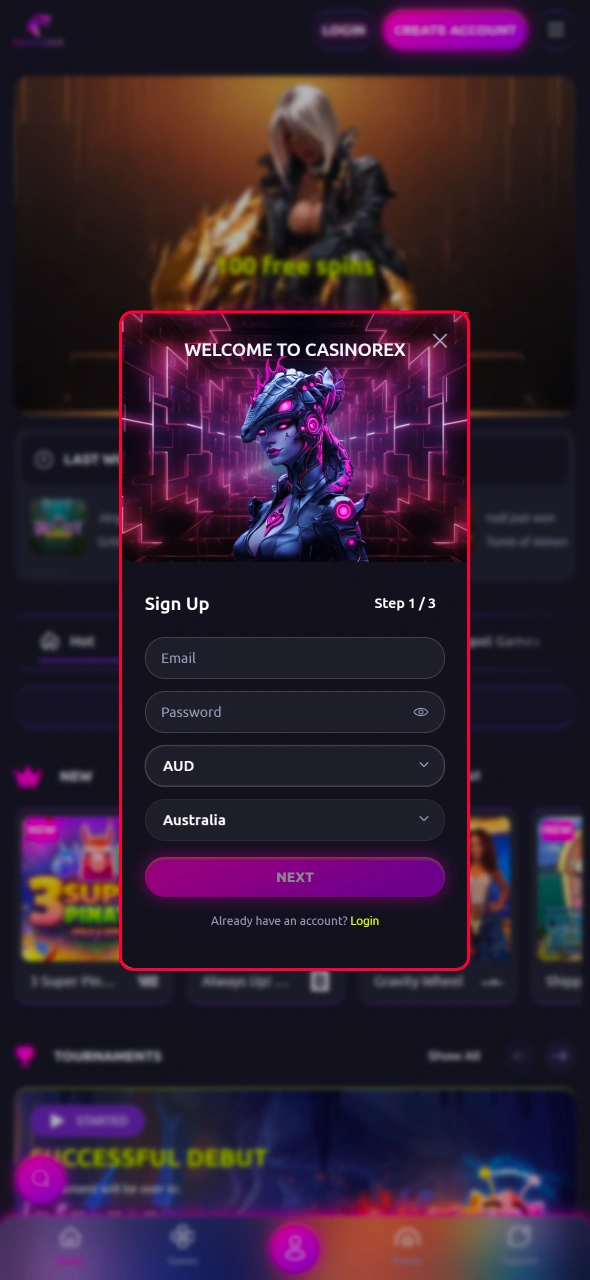Fill in your information accurately at CasinoRex and move one step closer to claiming valuable welcome rewards.
