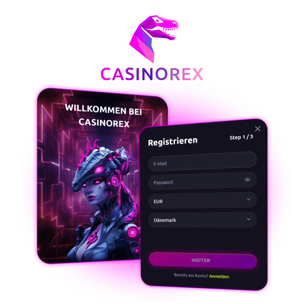 Registrieren Sie sich bei CasinoRex Deutschland und sichern Sie sich attraktive Willkommensboni für Ihre ersten Einzahlungen.