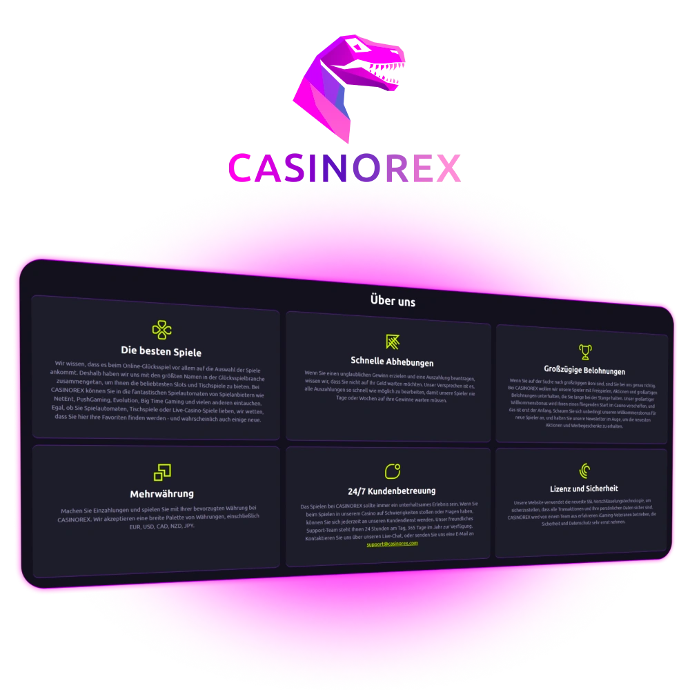 Lernen Sie die Hauptvorteile von CasinoRex kennen und sichern Sie sich beste Spielbedingungen.