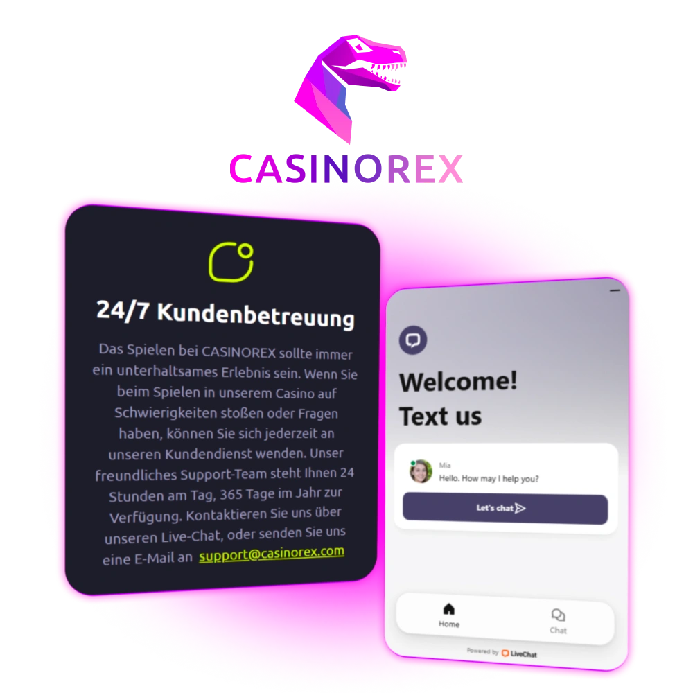 Wenden Sie sich an CasinoRex Deutschland und profitieren Sie von zuverlässigem Kundensupport.
